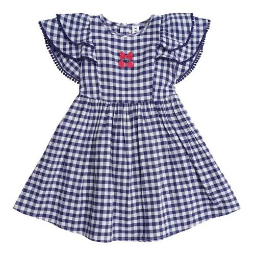 Huxbaby Cherry Pie Frill Dress Check 3-5Y